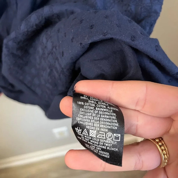 Maeve Womens Navy Blue Embroidered Dress Boho Swing 0 Sleeveless Textured Anthro - Picture 7 of 8